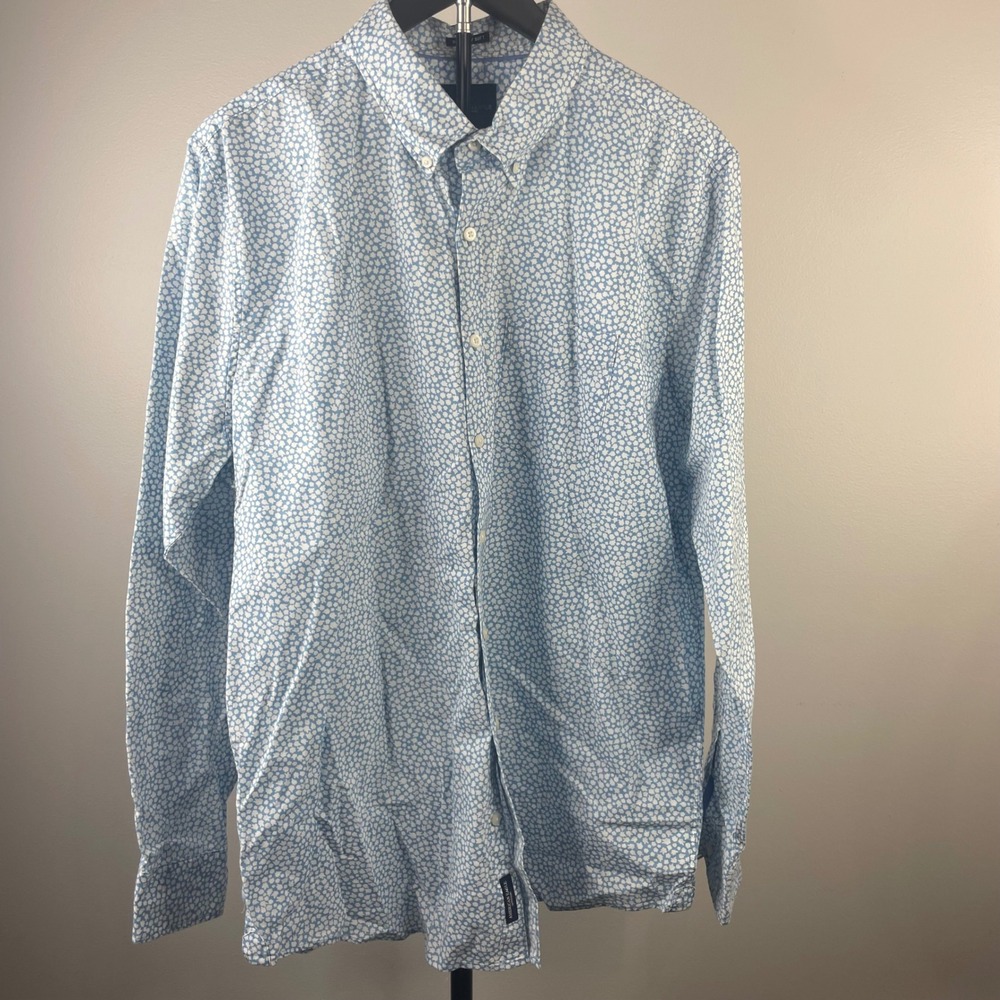 American Eagle Mens XLT Blue Floral Button Down Shirt Seriously Soft Cotton